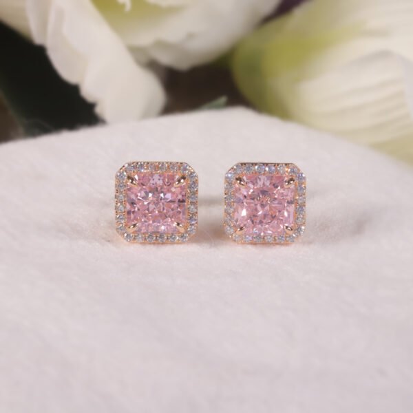 S925 Sterling Silver Pink Zircon Earrings