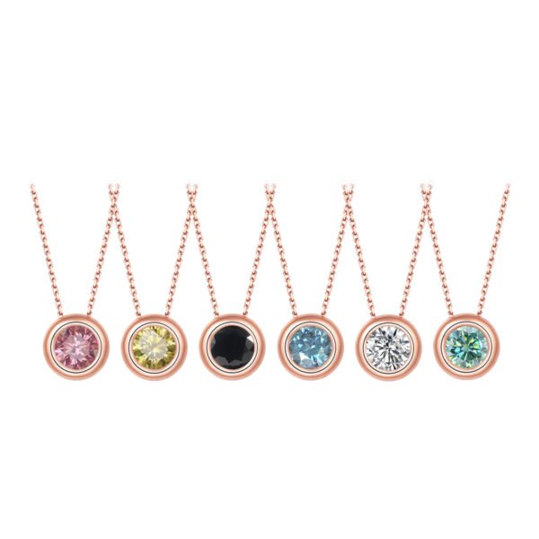S925 Sterling Silver 1Ct Colored Moissanite Pendant Necklace