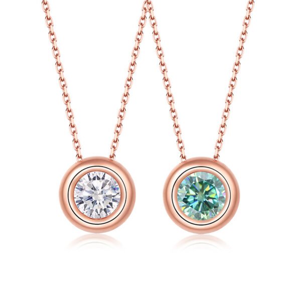 S925 Sterling Silver 1Ct Colored Moissanite Pendant Necklace