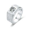 S925 Sterling Silver Moissanite D Color 1Ct Wedding Ring With Gra Certificate