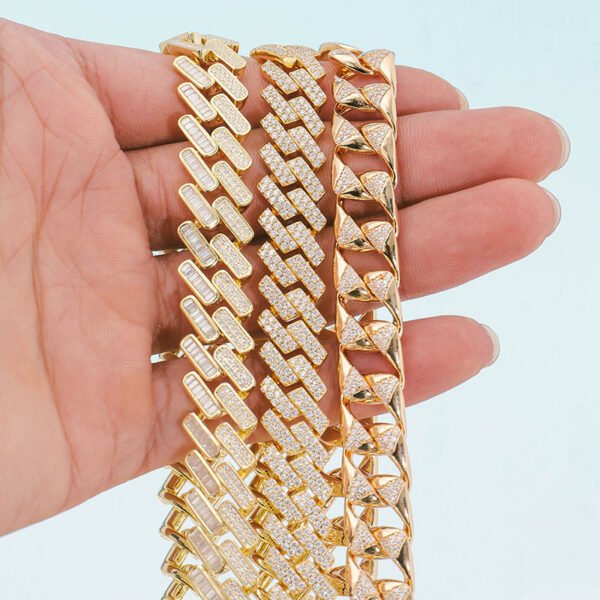 O1CN01WzySyI1aICCGlOD9A_!!1925443306-0-cib Sgarit Fine Jewelry 12Mm Silver Plated 18K Gold Moissiante Cuban Chain Necklace