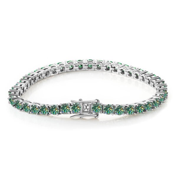 O1CN01bOQE9K1YzaYI5fSy7_!!2214861813130-0-cib Sgarit Fine Jewelry S925 Sterling Silver 4Mm Blue Green Moissanite Tennis Chain Bracelet