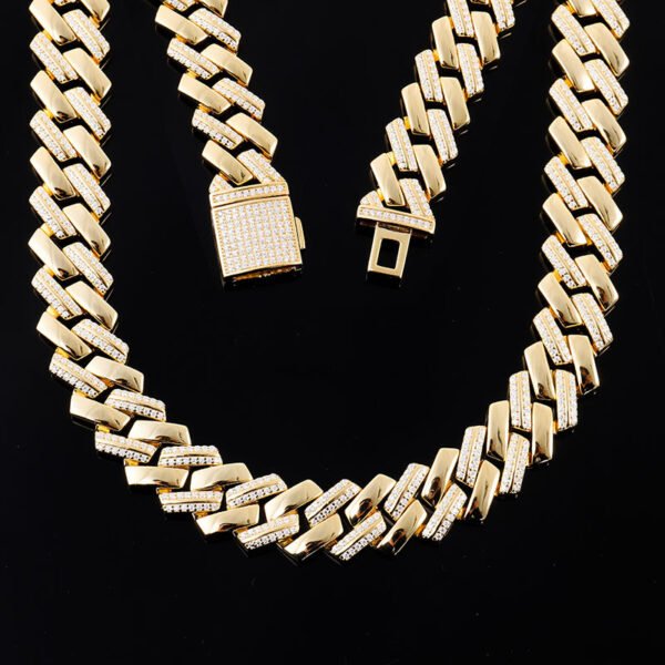 O1CN01kDSrQ91aICAipWwos_!!1925443306-0-cib Sgarit Fine Jewelry 12Mm Silver Plated 18K Gold Moissiante Cuban Chain Necklace