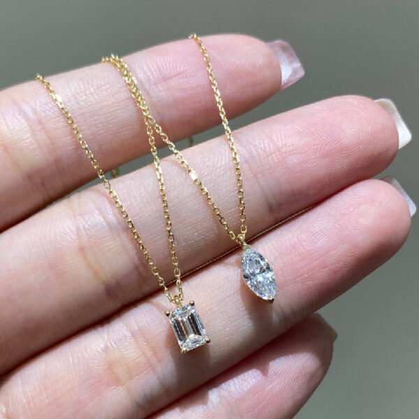 O1CN01knjSx41COZ7cR7JZm_!!2209987120071-0-cib Sgarit 18K Gold Emerald Cut 0.5ct Lab Diamond Chain Pendant Jewelry