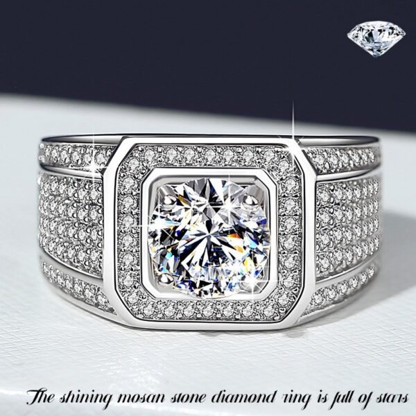 S925 Sterling Silver 2CT Moissanite Ring