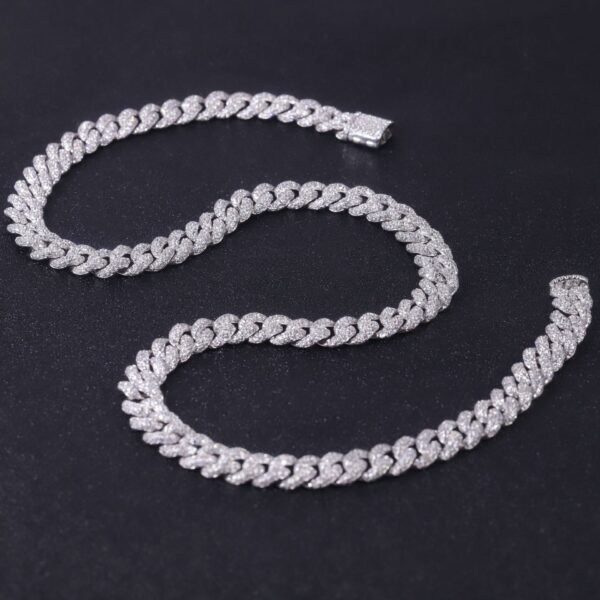 S925 Silver Cuban Chain 8mm Moissanite Necklace