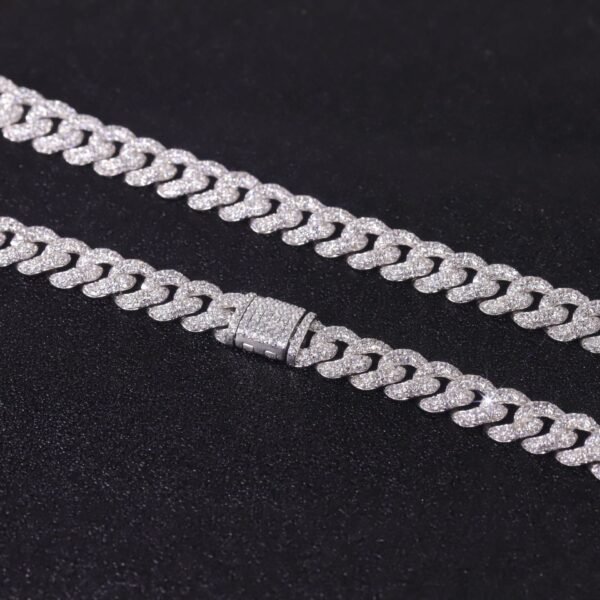 S925 Silver Cuban Chain 8mm Moissanite Necklace