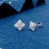 SGARIT Fine Jewelry Factory Real 18k White Gold 0.48CT  Jewellery Four Leaf Clover Natural Diamond Earrings