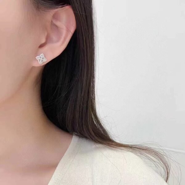 SGARIT Fine Jewelry Factory Real 18k White Gold 0.48CT  Jewellery Four Leaf Clover Natural Diamond Earrings