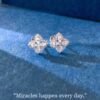 SGARIT Fine Jewelry Factory Real 18k White Gold 0.48CT  Jewellery Four Leaf Clover Natural Diamond Earrings