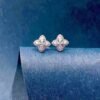 SGARIT Fine Jewelry Factory Real 18k White Gold 0.48CT  Jewellery Four Leaf Clover Natural Diamond Earrings