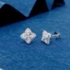 SGARIT Fine Jewelry Factory Real 18k White Gold 0.48CT  Jewellery Four Leaf Clover Natural Diamond Earrings