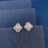 SGARIT Fine Jewelry Factory Real 18k Gold 0.48CT Jewellery   Natural Diamond Four Leaf Clover Earrings For Women
