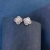 SGARIT Fine Jewelry Factory Real 18k Gold 0.48CT Jewellery   Natural Diamond Four Leaf Clover Earrings For Women