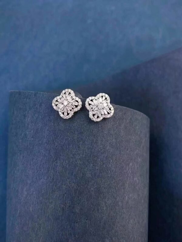 SGARIT Fine Jewelry Factory Real 18k Gold 0.48CT Jewellery   Natural Diamond Four Leaf Clover Earrings For Women