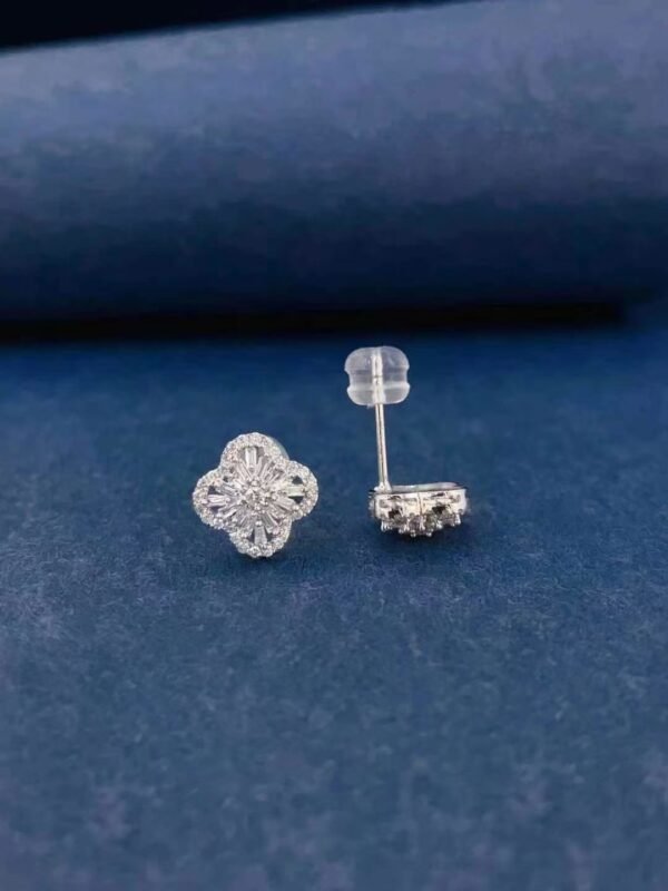 SGARIT Fine Jewelry Factory Real 18k Gold 0.48CT Jewellery   Natural Diamond Four Leaf Clover Earrings For Women
