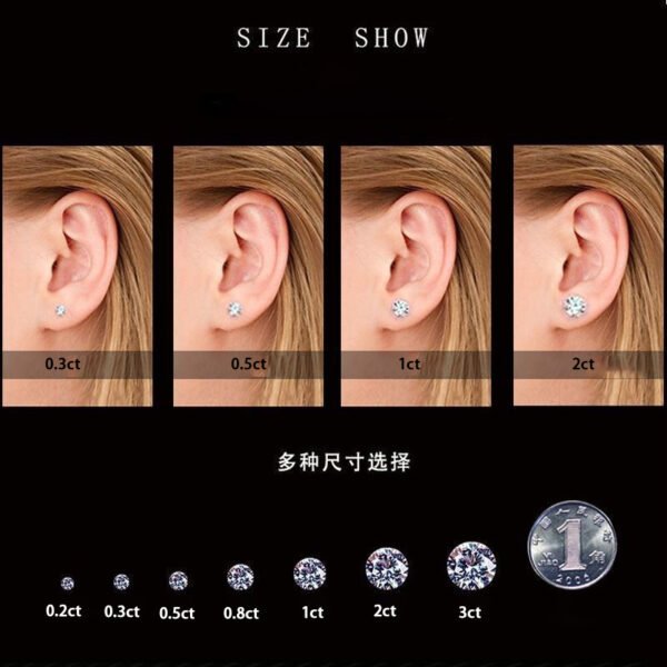 1 Sgarit Fashion Jewelry S925 Sterling Silver 1Ct Moissanite Earrings Classic Jewellery