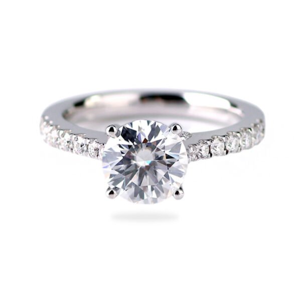 3排右 Sgarit Fine Jewelry Manufacturer 18K White Gold 2CT Moissanite Round Brilliant Cut White Lab Diamond Wedding Ring Jewelry