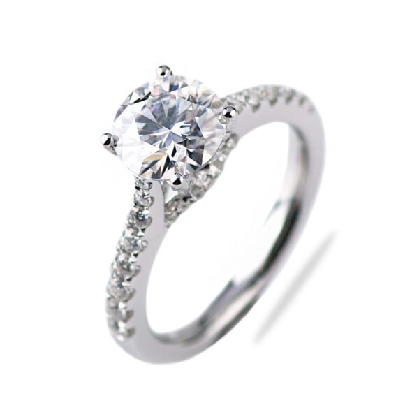 4排右 Sgarit Fine Jewelry Manufacturer 18K White Gold 2CT Moissanite Round Brilliant Cut White Lab Diamond Wedding Ring Jewelry