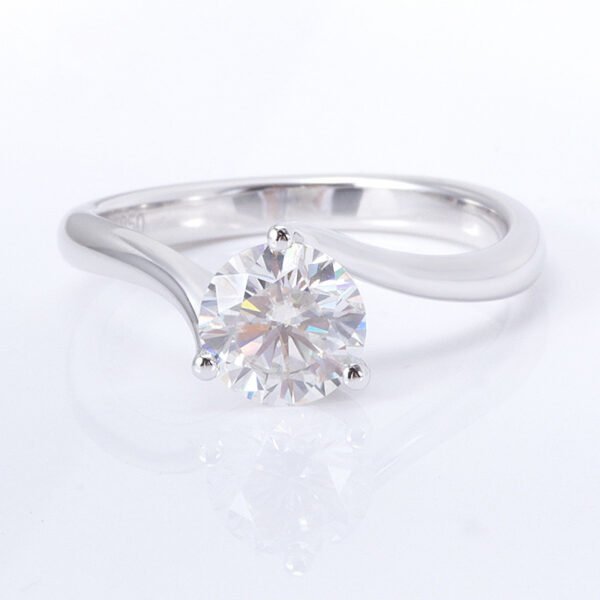 6排左 Sgarit Fine Jewelry Manufacturer 18K White Gold 2CT Moissanite Round Brilliant Cut White Lab Diamond Wedding Ring Jewelry