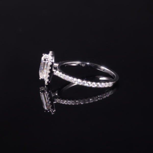Sgarit Fine Jewelry 9/10/14/18K White Gold 1Ct Emerald Cut Moissanite Ring Natural Diamond Jewellery