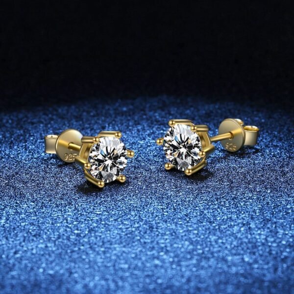 O1CN01bhPr9I2Br88BSLfcv_!!2212409298391-0-cib Sgarit Fashion Jewelry S925 Sterling Silver Gold Plated Round Cut 1Ct Six Claw Moissanite Earrings Jewellery