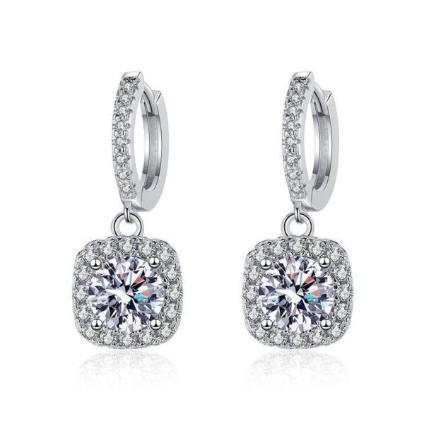 Sgarit Fashion Jewelry S925 Sterling Silver Cushion Cut Moissanite Earrings Jewellery