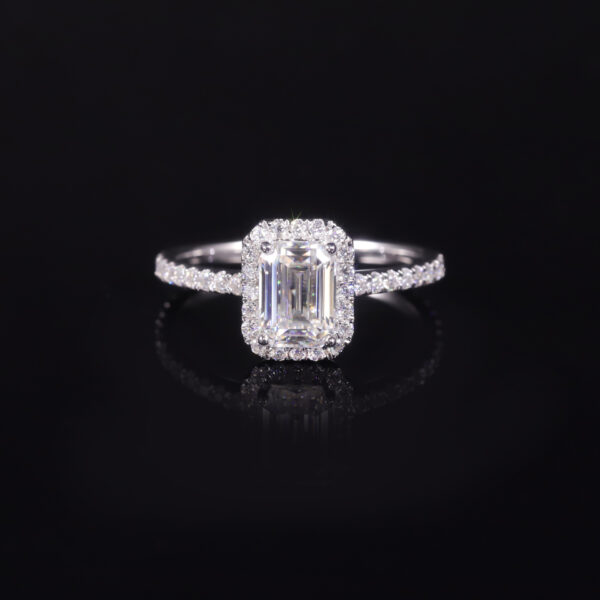 Sgarit Fine Jewelry 9/10/14/18K White Gold 1Ct Emerald Cut Moissanite Ring Natural Diamond Jewellery