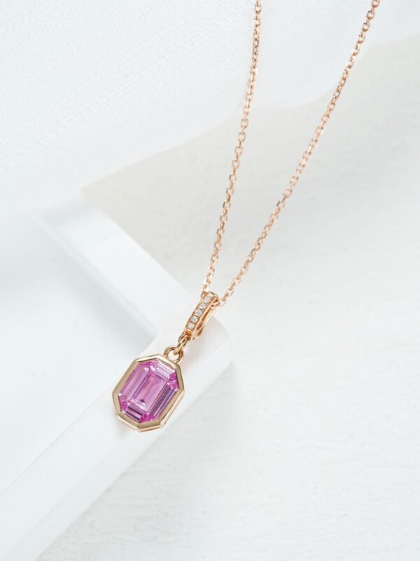 微信图片_20241118115142 Sgarit Fine Jewelry 18K Gold 0.66Ct Pink Sapphire Natural Gemstone Pendant Jewellery