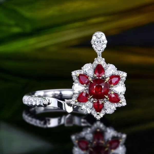 微信图片_202411190935533 Sgarit Fine Jewelry Solid 18K Gold 1.06Ct Mozambique Natural Unheated Pigeon Red Ruby Ring/Pendant Jewellery For Women