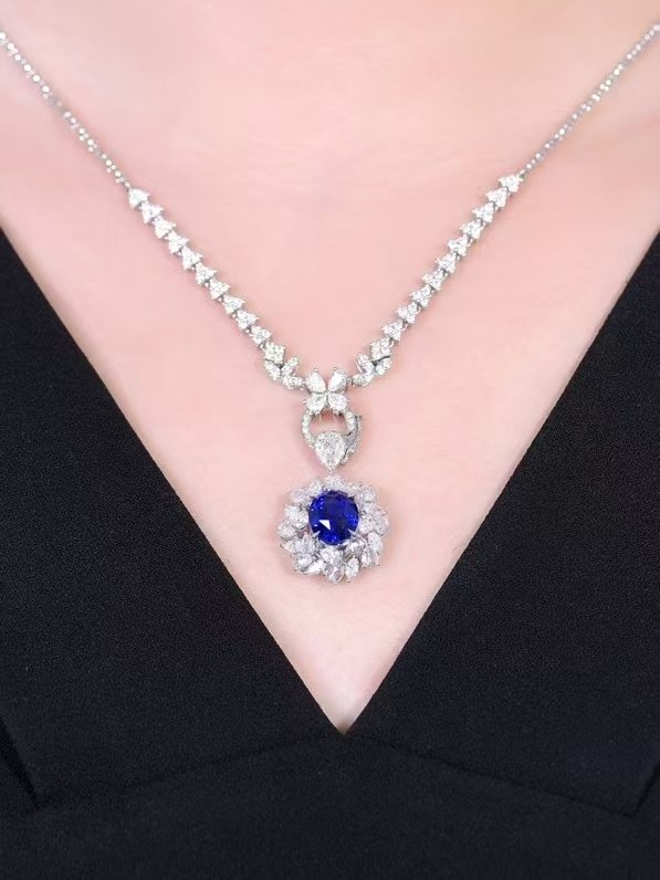 微信图片_202411190936274 Sgarit Fine Jewelry Solid 18K Gold 2.59Ct Mozambique Natural Blue Sapphire Ring /Pendant Without Chain Jewellery For Women