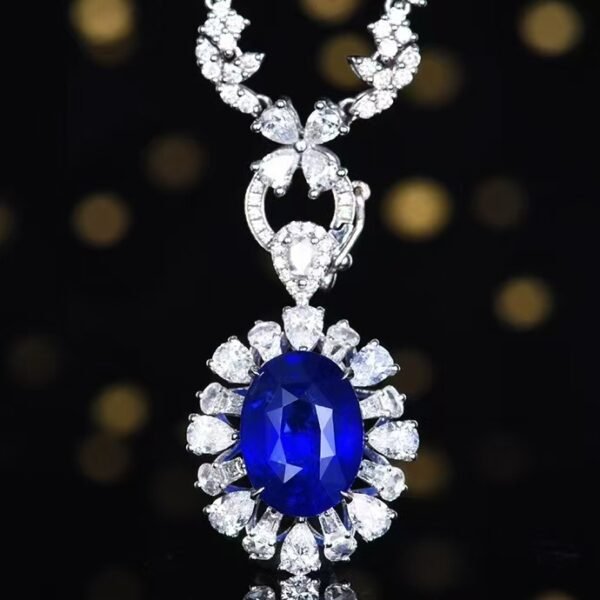 微信图片_202411190937002 Sgarit Fine Jewelry Solid 18K Gold 5.05Ct Sri Lanka Natural Royal Blue Sapphire Ring /Pendant Without Chain Jewellery For Women