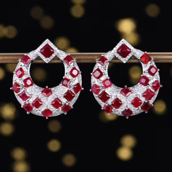 微信图片_20241119161152 Sgarit Fine Jewelry Solid 18K Gold 4.15Ct Natural Gemstone Pigeon Red Ruby Stud Earrings Jewellery For Women