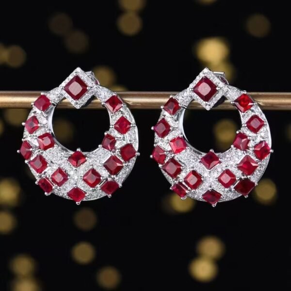 微信图片_20241119161207 Sgarit Fine Jewelry Solid 18K Gold 4.15Ct Natural Gemstone Pigeon Red Ruby Stud Earrings Jewellery For Women