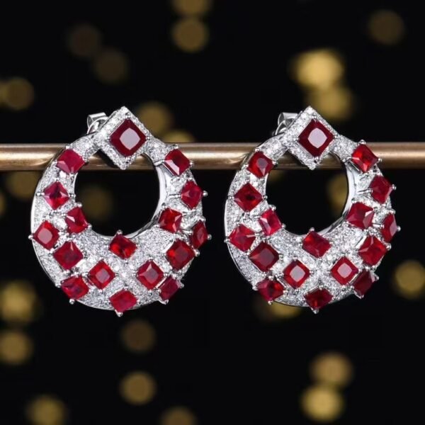 微信图片_202411191612071 Sgarit Fine Jewelry Solid 18K Gold 4.15Ct Natural Gemstone Pigeon Red Ruby Stud Earrings Jewellery For Women