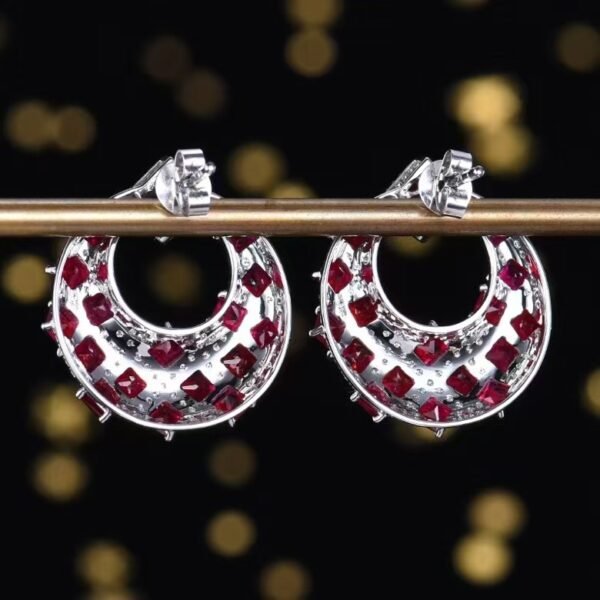 微信图片_202411191612072 Sgarit Fine Jewelry Solid 18K Gold 4.15Ct Natural Gemstone Pigeon Red Ruby Stud Earrings Jewellery For Women