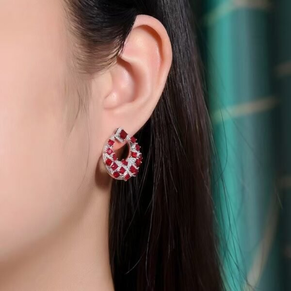 微信图片_20241119161210 Sgarit Fine Jewelry Solid 18K Gold 4.15Ct Natural Gemstone Pigeon Red Ruby Stud Earrings Jewellery For Women