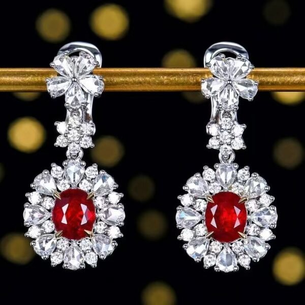 微信图片_20241119161225 Sgarit Fine Jewelry Solid 18K Gold 1.07Ct 1.02Ct Natural Gemstone Pigeon Red Ruby Stud Earrings Jewellery For Women
