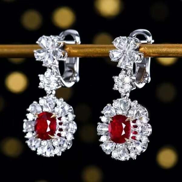 微信图片_20241119161242 Sgarit Fine Jewelry Solid 18K Gold 1.07Ct 1.02Ct Natural Gemstone Pigeon Red Ruby Stud Earrings Jewellery For Women