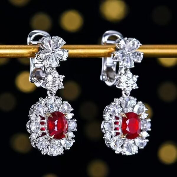 微信图片_202411191612421 Sgarit Fine Jewelry Solid 18K Gold 1.07Ct 1.02Ct Natural Gemstone Pigeon Red Ruby Stud Earrings Jewellery For Women