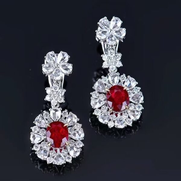 微信图片_202411191612422 Sgarit Fine Jewelry Solid 18K Gold 1.07Ct 1.02Ct Natural Gemstone Pigeon Red Ruby Stud Earrings Jewellery For Women