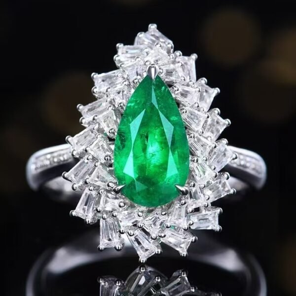 Sgarit Fine Jewelry Solid 18K Gold 1.36Ct Afghanistan Natural Gemstone Emerald Ring/Pendant Jewellery For Women
