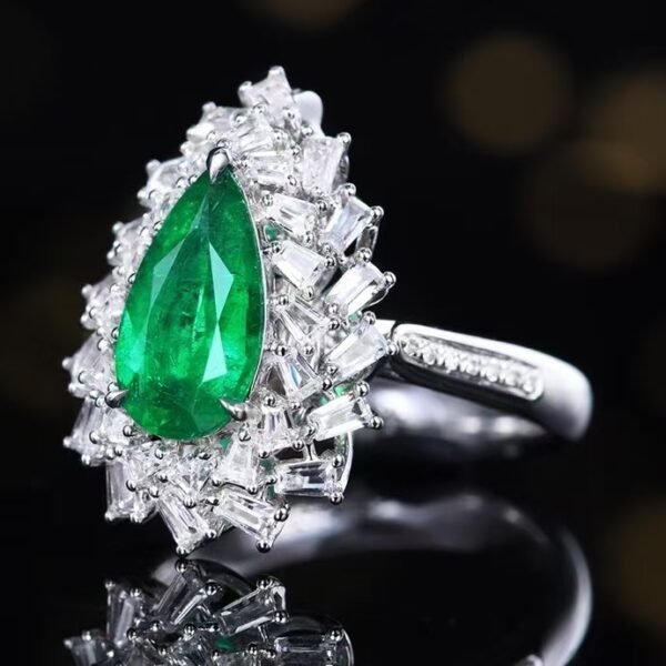 Sgarit Fine Jewelry Solid 18K Gold 1.36Ct Afghanistan Natural Gemstone Emerald Ring/Pendant Jewellery For Women