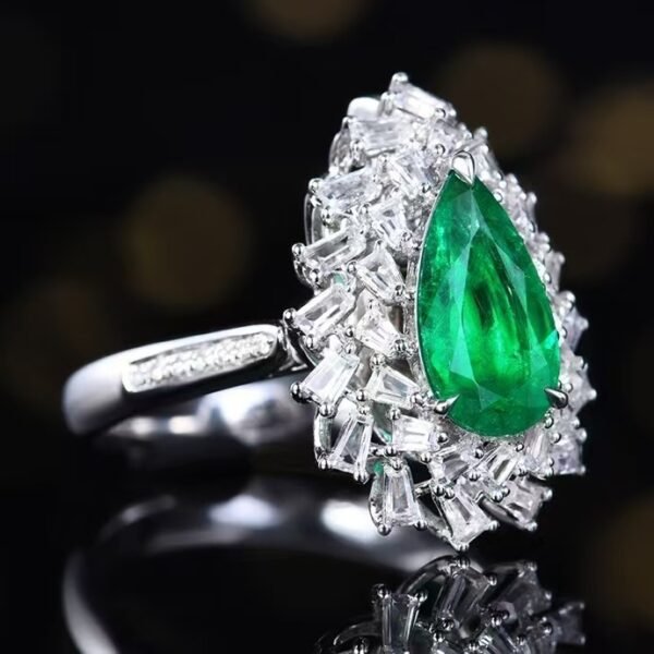Sgarit Fine Jewelry Solid 18K Gold 1.36Ct Afghanistan Natural Gemstone Emerald Ring/Pendant Jewellery For Women