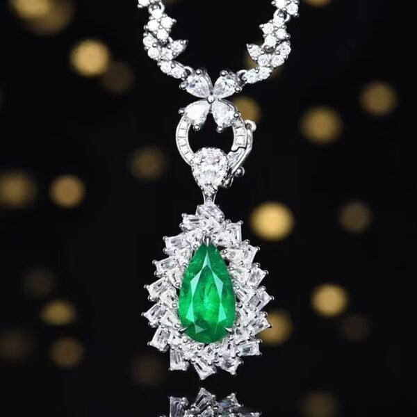 Sgarit Fine Jewelry Solid 18K Gold 1.36Ct Afghanistan Natural Gemstone Emerald Ring/Pendant Jewellery For Women