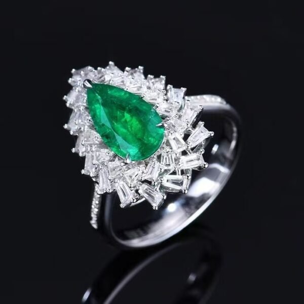 Sgarit Fine Jewelry Solid 18K Gold 1.36Ct Afghanistan Natural Gemstone Emerald Ring/Pendant Jewellery For Women