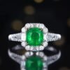 Sgarit Fine Jewelry Manufacturer Real 18K Gold 1.55Ct Natural Gemstone Green Emerald Ring Jewellery