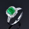 Sgarit Fine Jewelry Manufacturer Real 18K Gold 1.55Ct Natural Gemstone Green Emerald Ring Jewellery