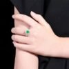 Sgarit Fine Jewelry Manufacturer Real 18K Gold 1.55Ct Natural Gemstone Green Emerald Ring Jewellery