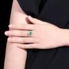 Sgarit Fine Jewelry Manufacturer Real 18K Gold 1.55Ct Natural Gemstone Green Emerald Ring Jewellery